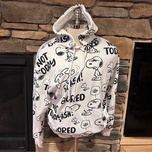 Peanuts White Fleece Hoodie size large‎